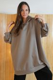 Soft Tech Jersey Oversized Hoodie Mocha